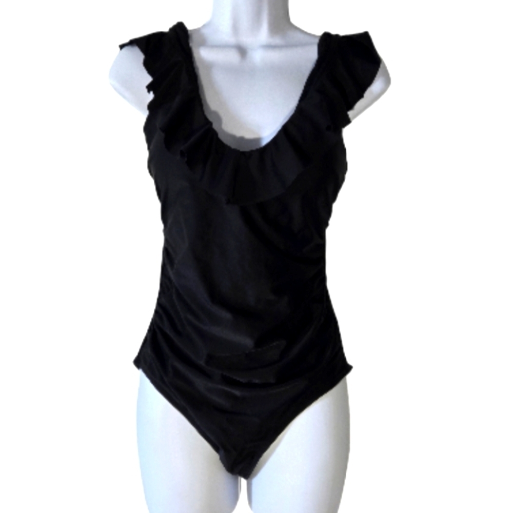 Aqua Eve One Piece Swimsuit Ruffle Medium Swim Bathingsuit Beach Vacation Resort